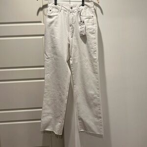 Zara Straight Fit High Rise Jean - Size 4 White
